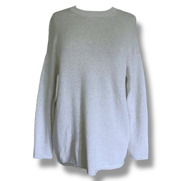 Eileen Fisher Sweater Sz Medium Large Gray Organic Cotton Tencel Minimalist - Picture 1 of 5